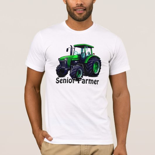 "Senior Farmer" en Green Tractor T-shirt (Voorkant)