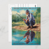 Senior Fisherman's Reflection Briefkaart (Voorkant / Achterkant)