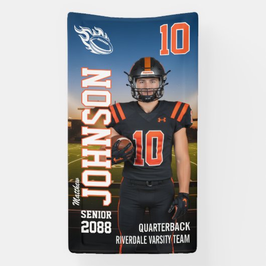 Senior Football MVP Player Sports Photo Display Spandoek (Verticaal)
