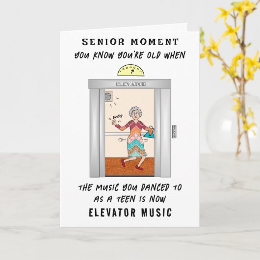 Senior Funny Flashback Ajouter une carte d'anniver (Fleur jaune)