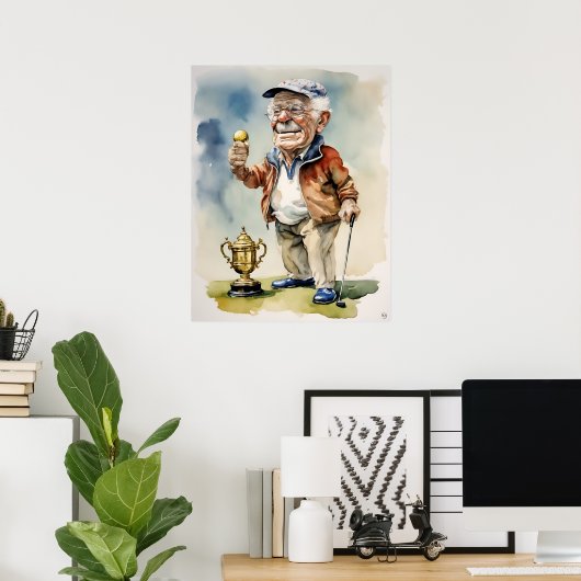 Senior Golfer - Golf Art Print (Thuiskantoor)