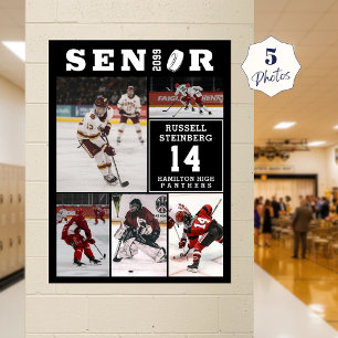 Senior Hockey Speler Naam Nummer 5 Foto Collage Poster