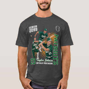 Senior Honkbalspeler Aangepaste Foto Collage Groen T-shirt