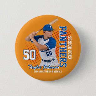 Senior honkbalspeler Aangepaste foto sport Ronde Button 5,7 Cm