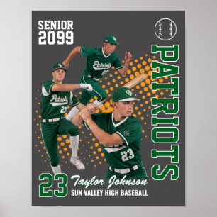Senior honkbalspeler Aangepaste fotocollage groen Poster