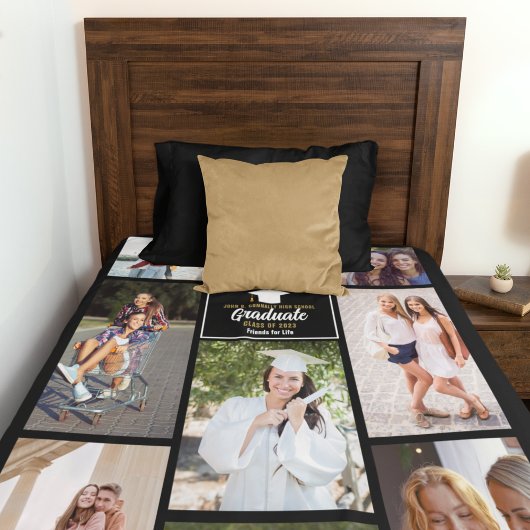 Senior Jaar Vrienden Foto Collage Afstuderen Gift Fleece Deken