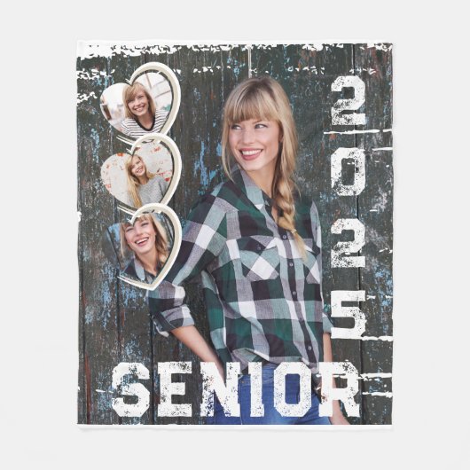 Senior Klasse van 2025 Afstuderen Foto Keepsake Fleece Deken (Voorkant)