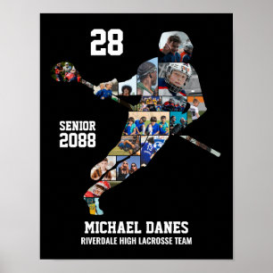 Senior Lacrosse Aangepaste Sport Foto Collage Poster