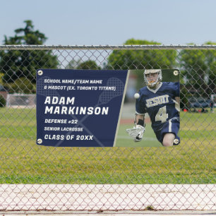 Senior Lacrosse Blauw en Gouden Outdoor Banner