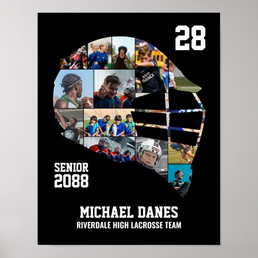 Senior Lacrosse Player Custom Photo Collage Poster (Voorkant)