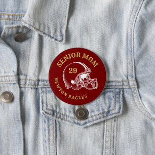 Senior Moeder Vintage Voetbalhelm Gepersonaliseerd Ronde Button 7,6 Cm