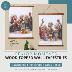 Senior Moments Hout Topped Wandtapijt Hangend Wandkleed