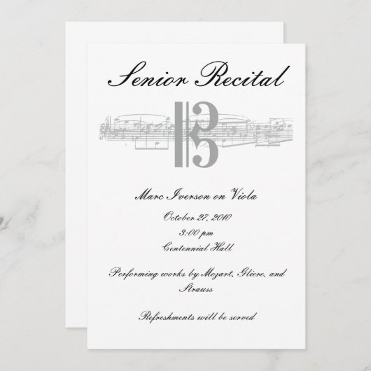 Senior Music Overweging - Alto Clef Kaart (Voorkant / Achterkant)