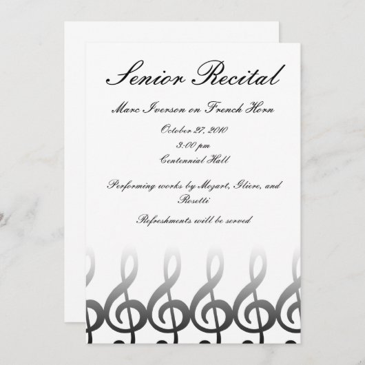 Senior Music Overweging Kaart (Voorkant / Achterkant)