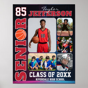 Senior Night Basketbal Team Sport Foto Collage Poster
