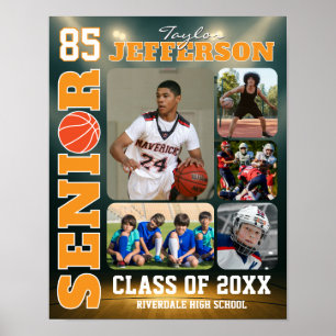 Senior Night Basketbalteam Speler Foto Collage Poster