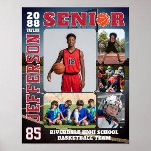 Senior Night Basketbalteam Sport Foto Collage Poster