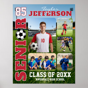 Senior Night Voetbalteam Sport Foto Collage Poster