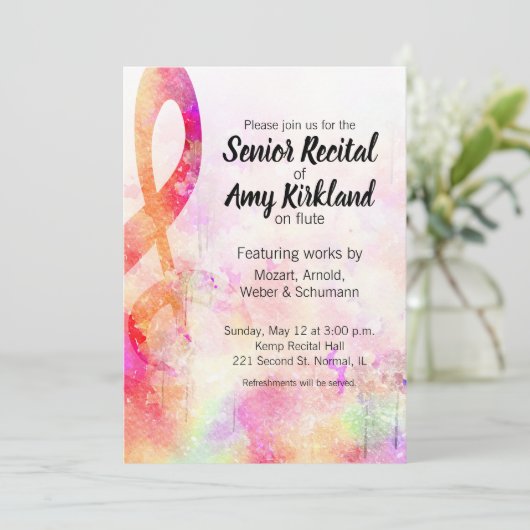 Senior Overweging Waterverf Treble Clef Kaart (Staand voorkant)