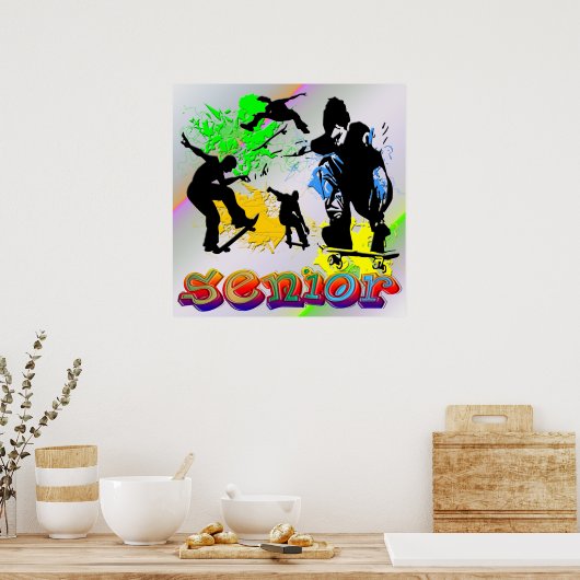 Senior - Poster de planche à roulettes (Cuisine)