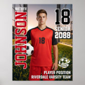 Senior Soccer Team Custom Player Photo Sports Poster (Voorkant)
