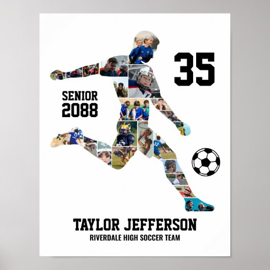 Senior Soccer Team Sports Custom Photo Collage Poster (Voorkant)
