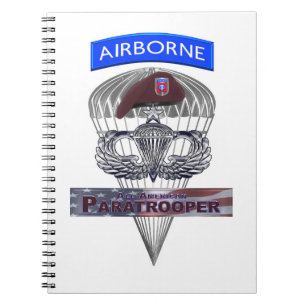 Senior Steel Jump Wings met Airborne Tab & Beret Notitieboek