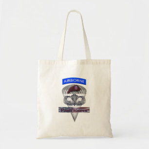 Senior Steel Jump Wings met Airborne Tab & Beret Tote Bag