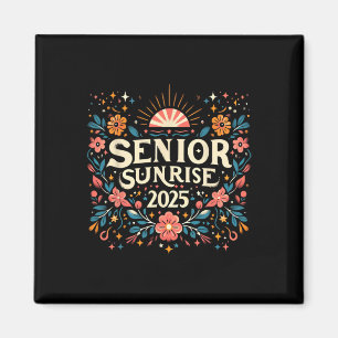 Senior Sunrise 2025 Hoge School Retro Wilde Bloem Magneet
