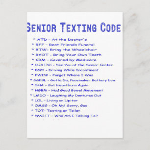 Senior Texting Code Briefkaart