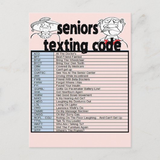 Senior Texting Code Briefkaart (Voorkant)
