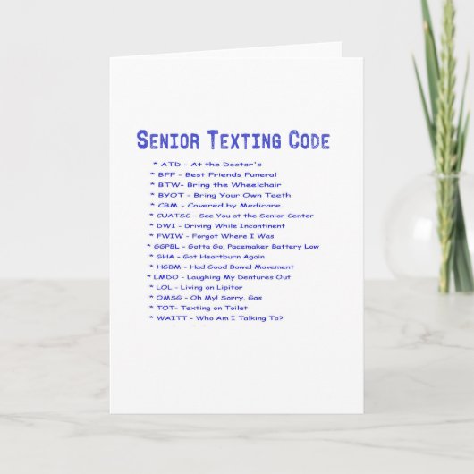 Senior Texting Code Kaart (Voorkant)