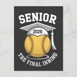 Senior The Final Inning 2026 Softbal Afstuderen Uitnodiging Briefkaart