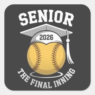 Senior The Final Inning 2026 Softbal Afstuderen Vierkante Sticker