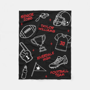 Senior voetbalteam Doodle patroon op maat kleur Fleece Deken