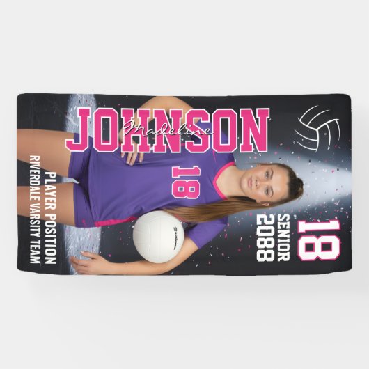 Senior Volleyball Girls Player Custom Sports Photo Spandoek (Horizontaal)
