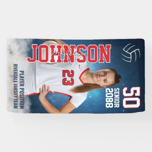 Senior Volleyball Girls Player Custom Sports Photo Spandoek (Horizontaal)