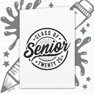 Seniorklas van 2026 Cool Vintage Badge Afstuderen Kaart
