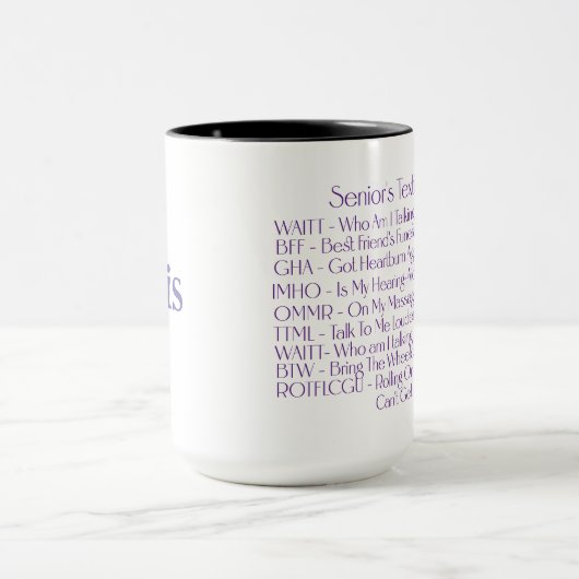 "Senior's Texting Codes" Aangepaste koffie / thee Mok (Midden)