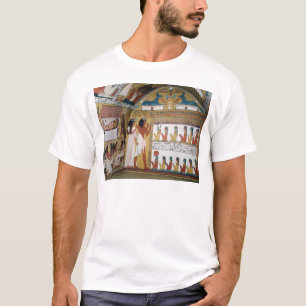 Sennedjem en zijn vrouw tegenover een naos t-shirt
