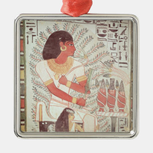 Sennefer zit met zijn vrouw uit Tomb Metalen Ornament