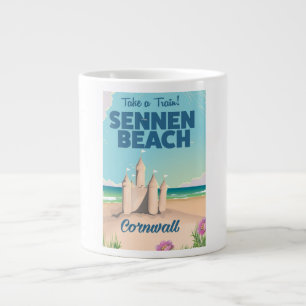 Sennen Beach Zandkasteel Cornwall reisposter Extra Grote Beker