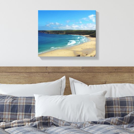 Sennen Cove Beach Cornwall England Canvas Afdruk (Insitu (Slaapkamer))