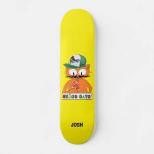 Senor Gato Cartoon Kat met Trucker Pet Pizza Skateboard
