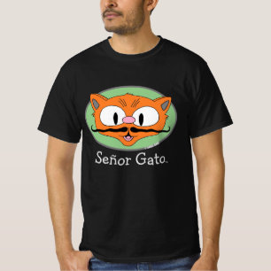 Señor Gato™ Cartoon Mustache Cat Face T-shirt
