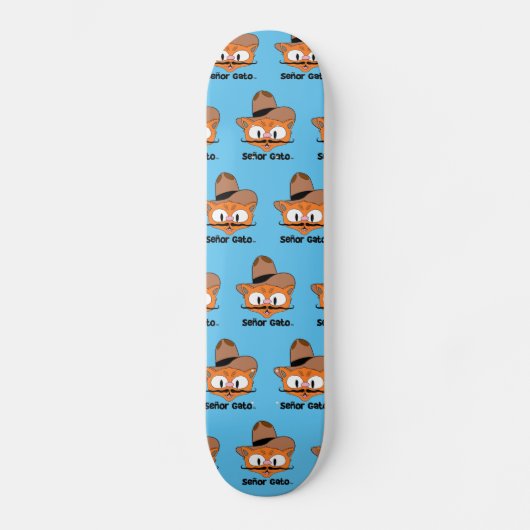 Señor Gato Cowboy Cartoon Mustache Cat Skateboard (Voorkant)