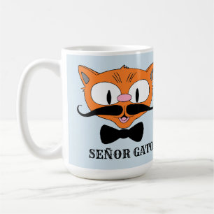 SEÑOR GATO Handlebar Mustache Cat Koffiemok