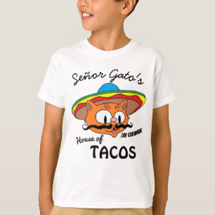 Señor Gato's House of Tacos Mexicaanse Cartoon Kat T-shirt