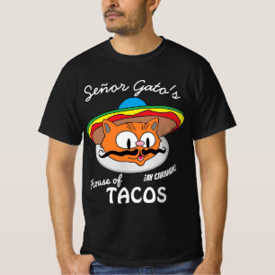 Señor Gato's House of Tacos Mexican Cartoon Cat T-shirt