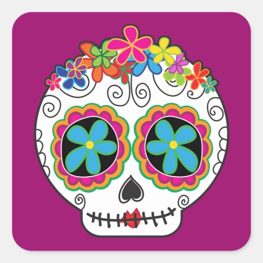 Señorita Calavera Vierkante Sticker (Voorkant)